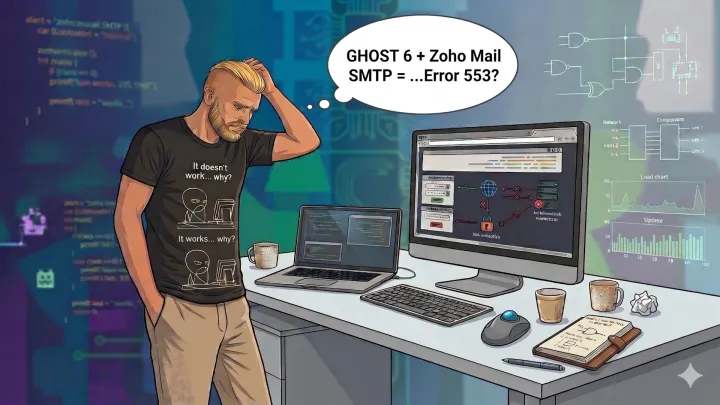 Ghost + Zoho Mail SMTP: як два дні капаць не ў той бок, маючы мапу